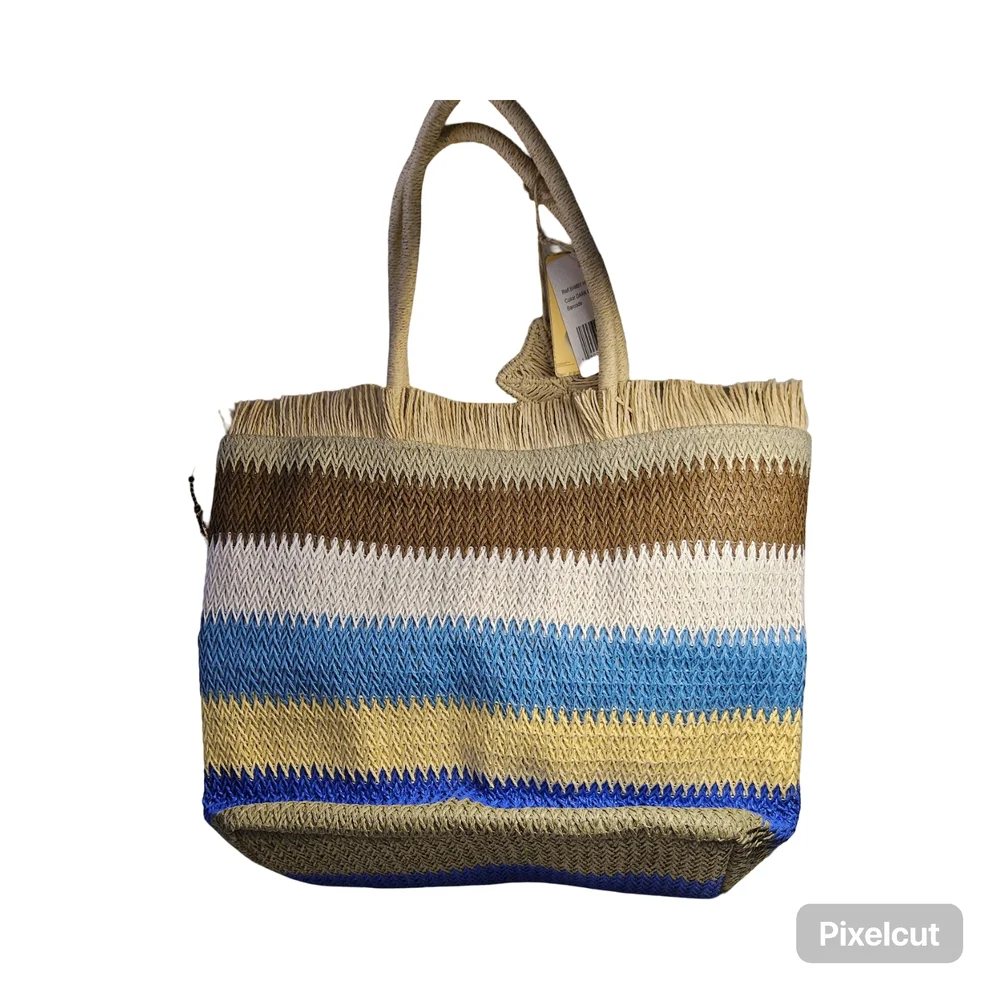 NWOT Vintage Havana Striped Raffia Tote Bag